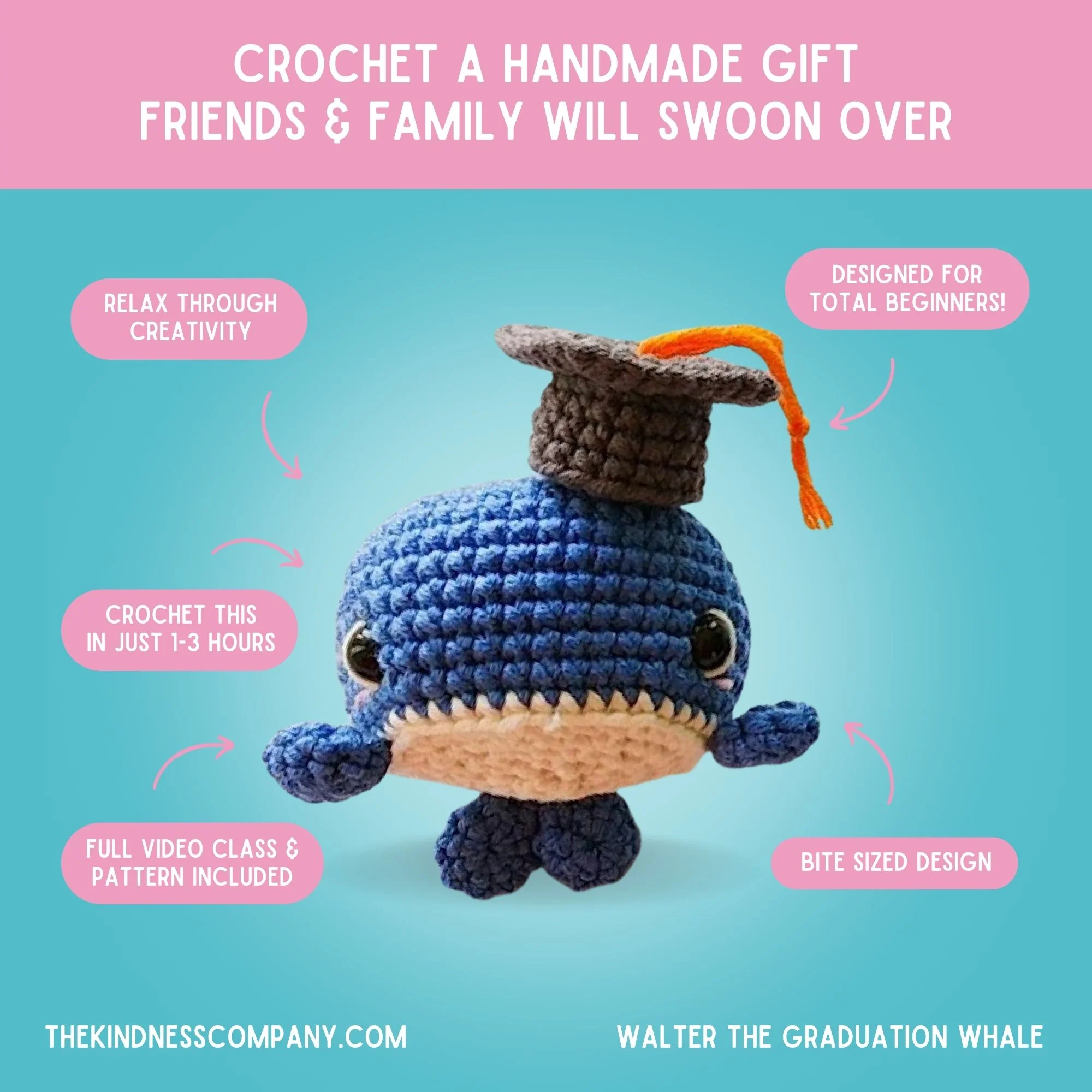 Whale Crochet Pattern & Matching Card: "Graduation" - Image 4