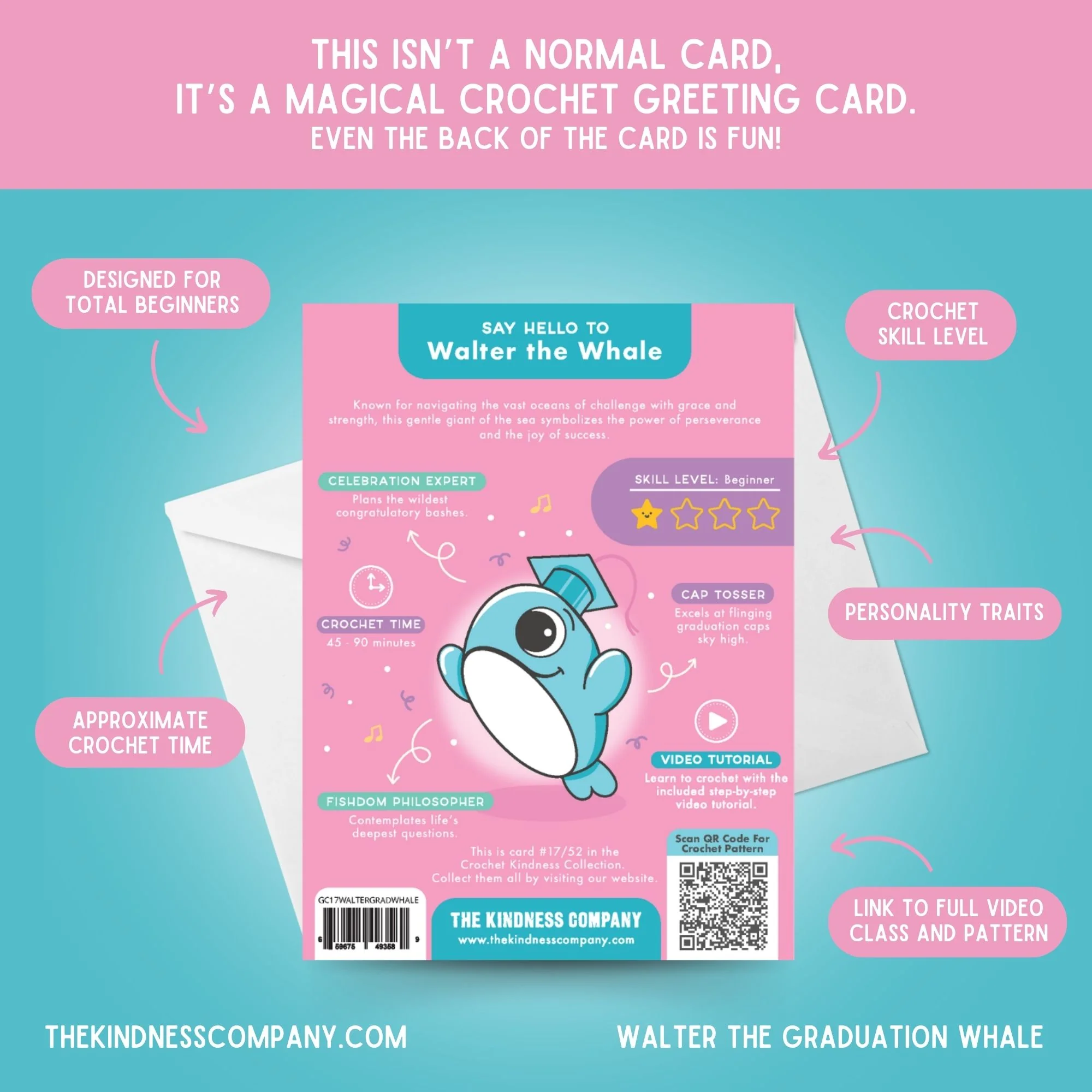 Whale Crochet Pattern & Matching Card: "Graduation" - Image 7