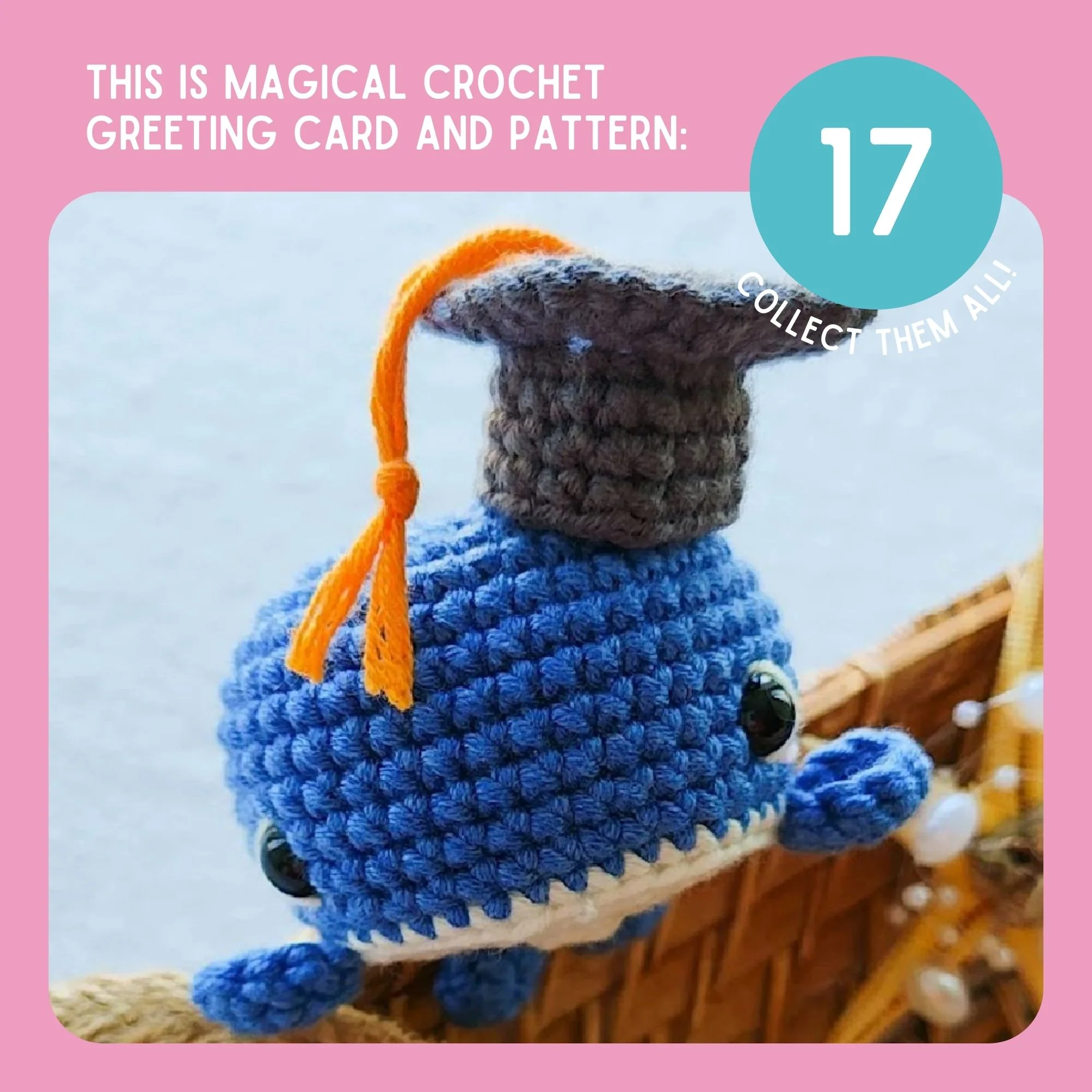 Whale Crochet Pattern & Matching Card: "Graduation" - Image 9