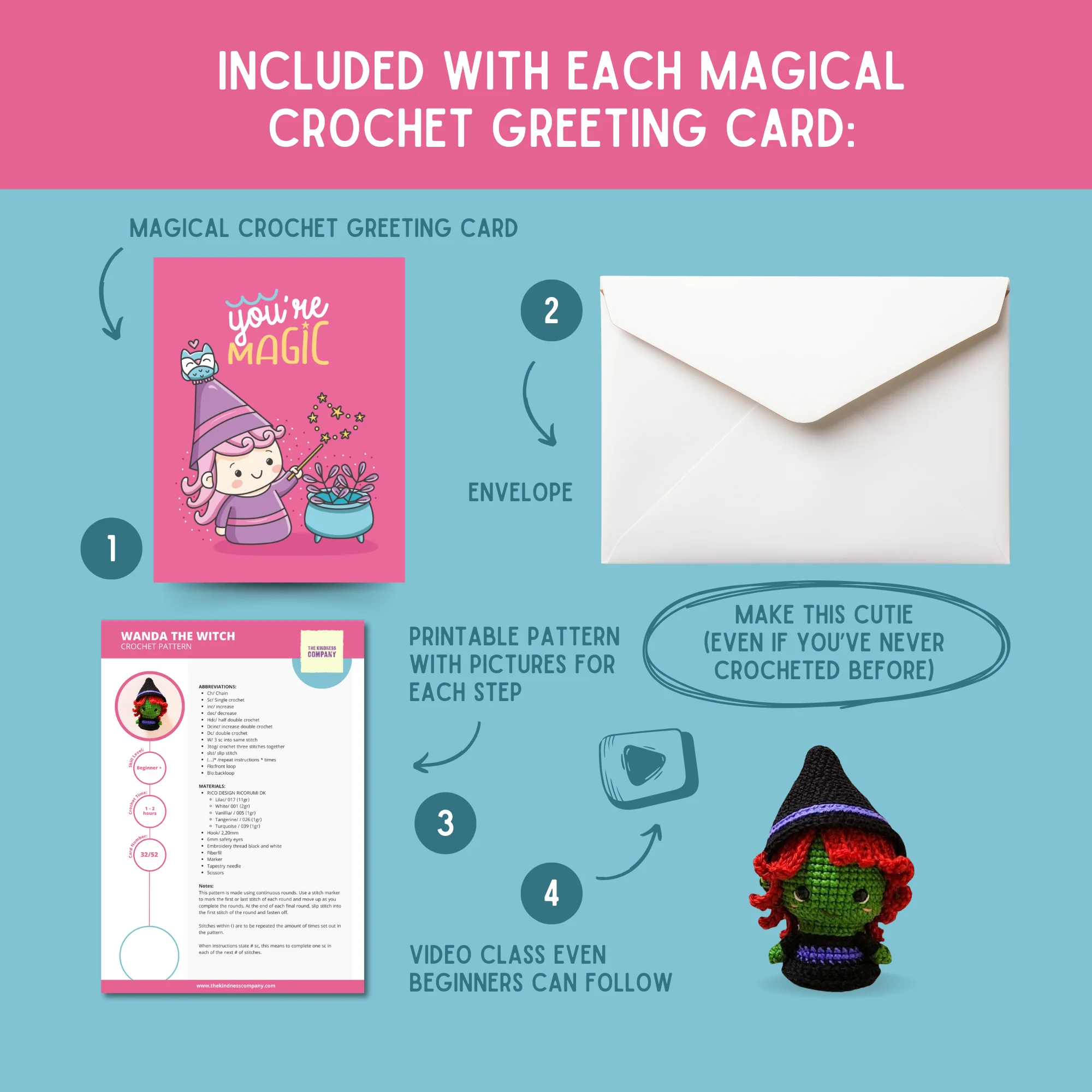 Witch Crochet Pattern & Matching Card: "You're Magic" - Image 3