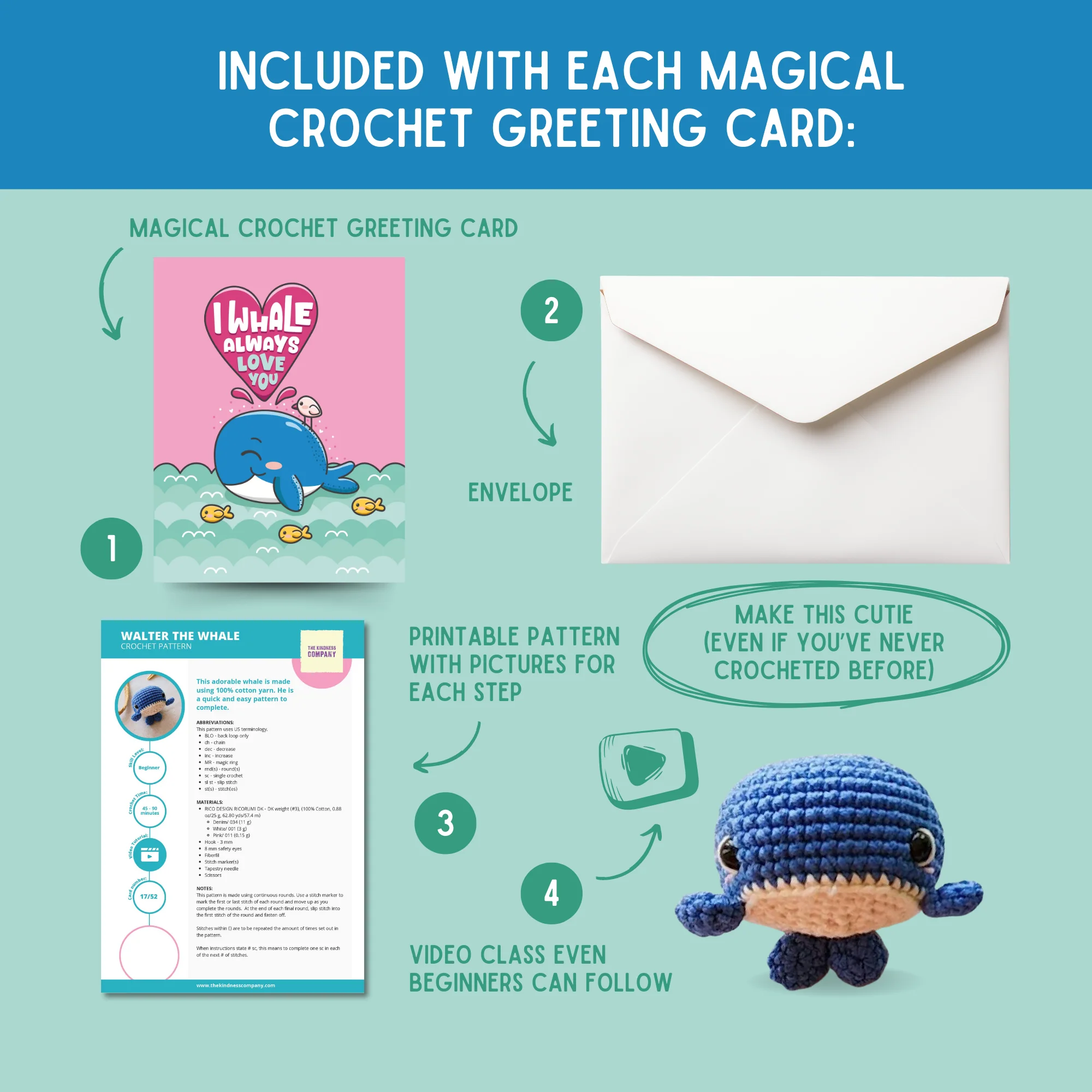 Whale Crochet Pattern & Matching Card: "Always Love You" - Image 3
