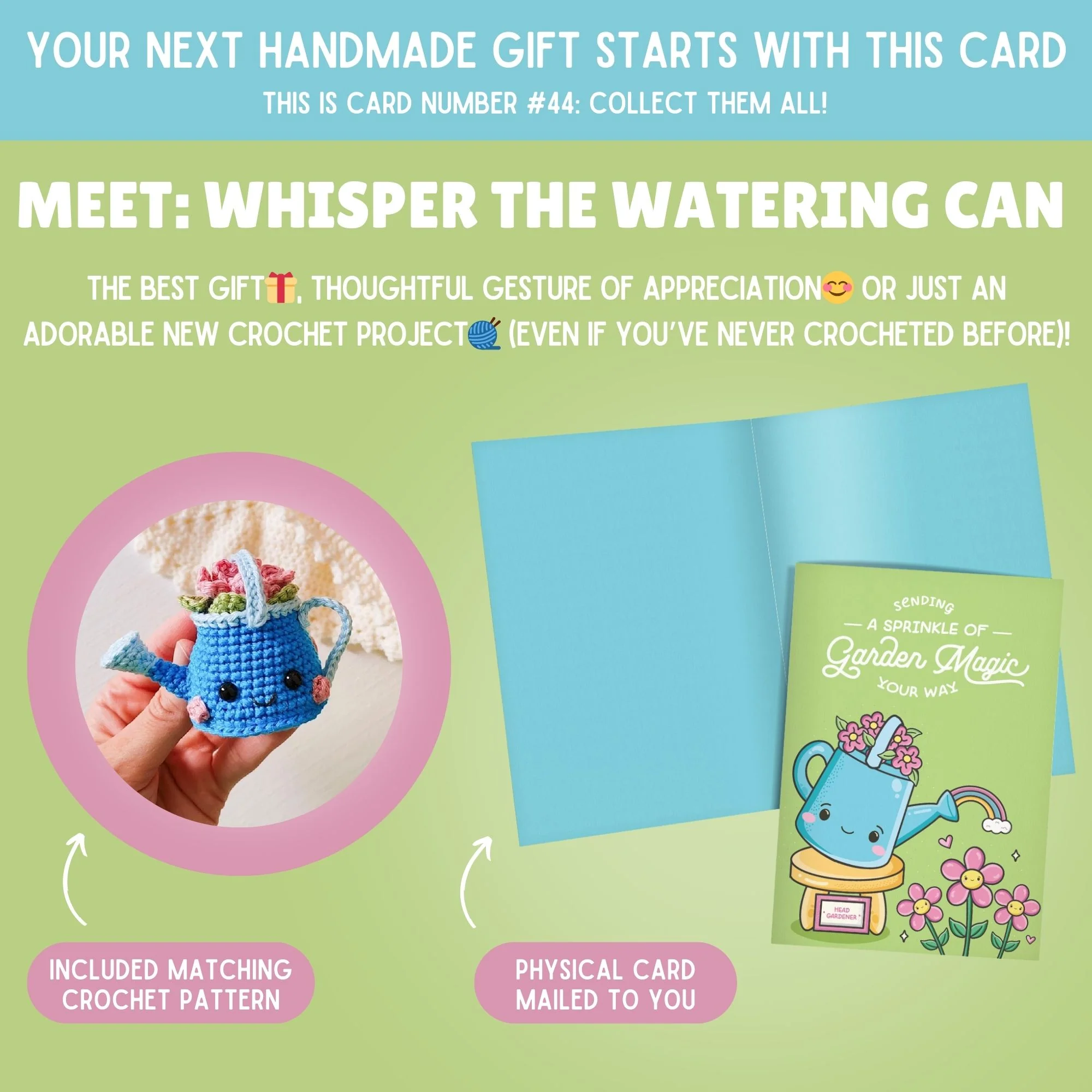 Watering Can Crochet Pattern & Matching Card: "Magic Your Way" - Image 2