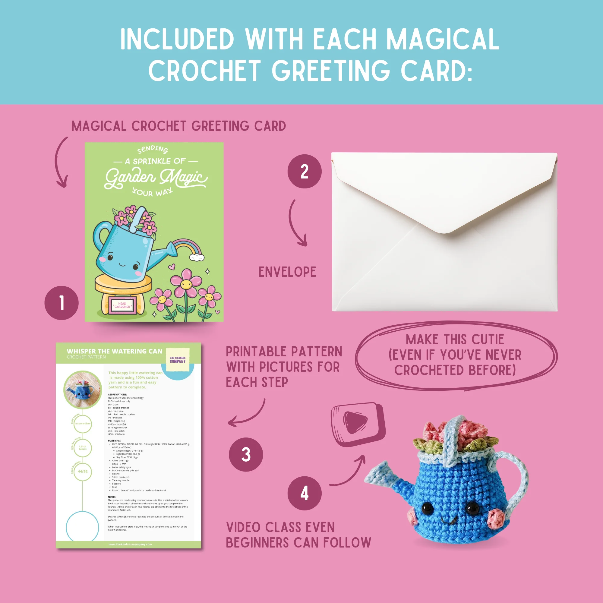 Watering Can Crochet Pattern & Matching Card: "Magic Your Way" - Image 3