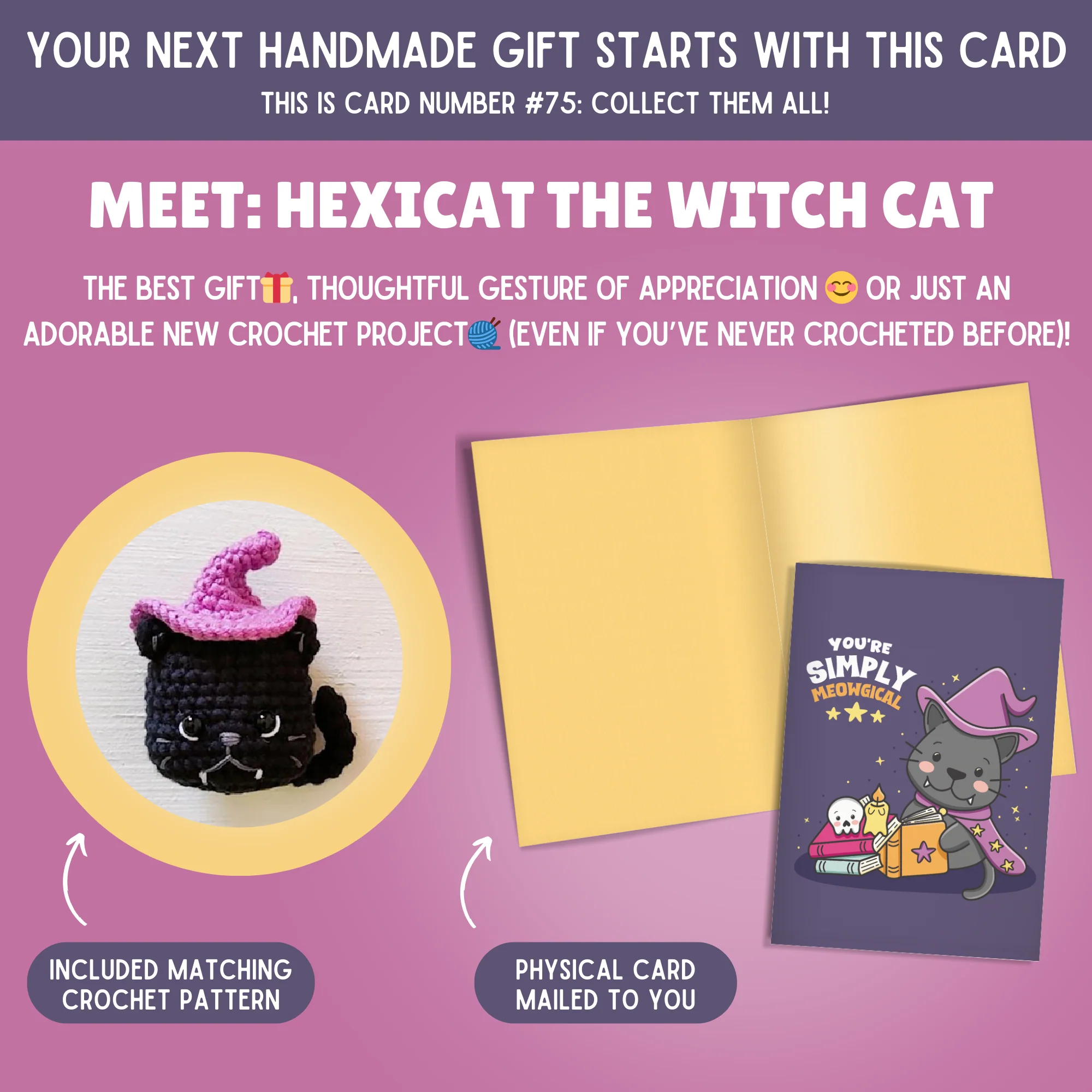 Witch Cat Crochet Pattern & Matching Card: "Halloween" - Image 2