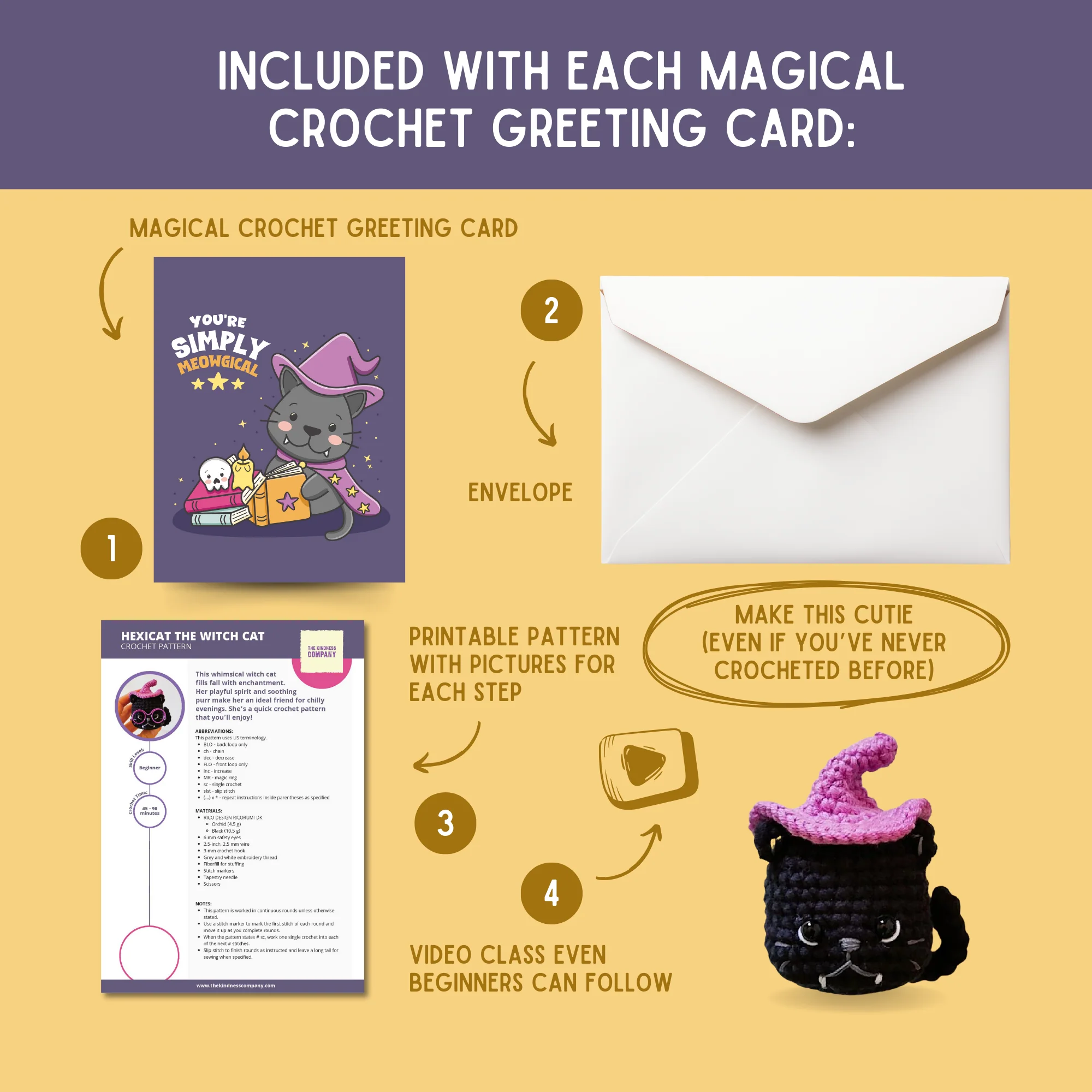 Witch Cat Crochet Pattern & Matching Card: "Halloween" - Image 3