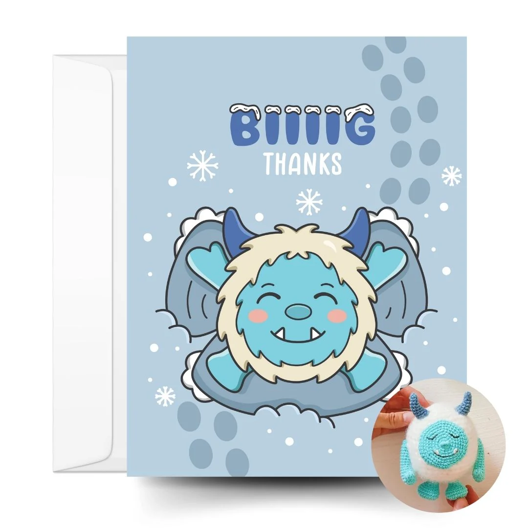 Yarn Yeti Crochet Pattern & Matching Card: "Big Thanks"
