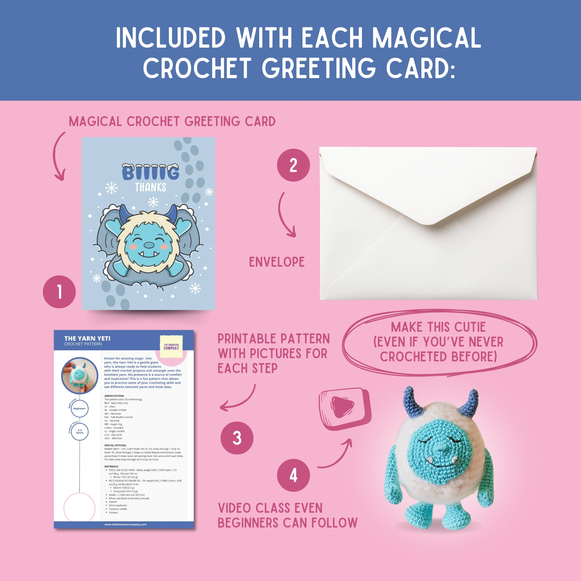 Yarn Yeti Crochet Pattern & Matching Card: "Big Thanks" - Image 3