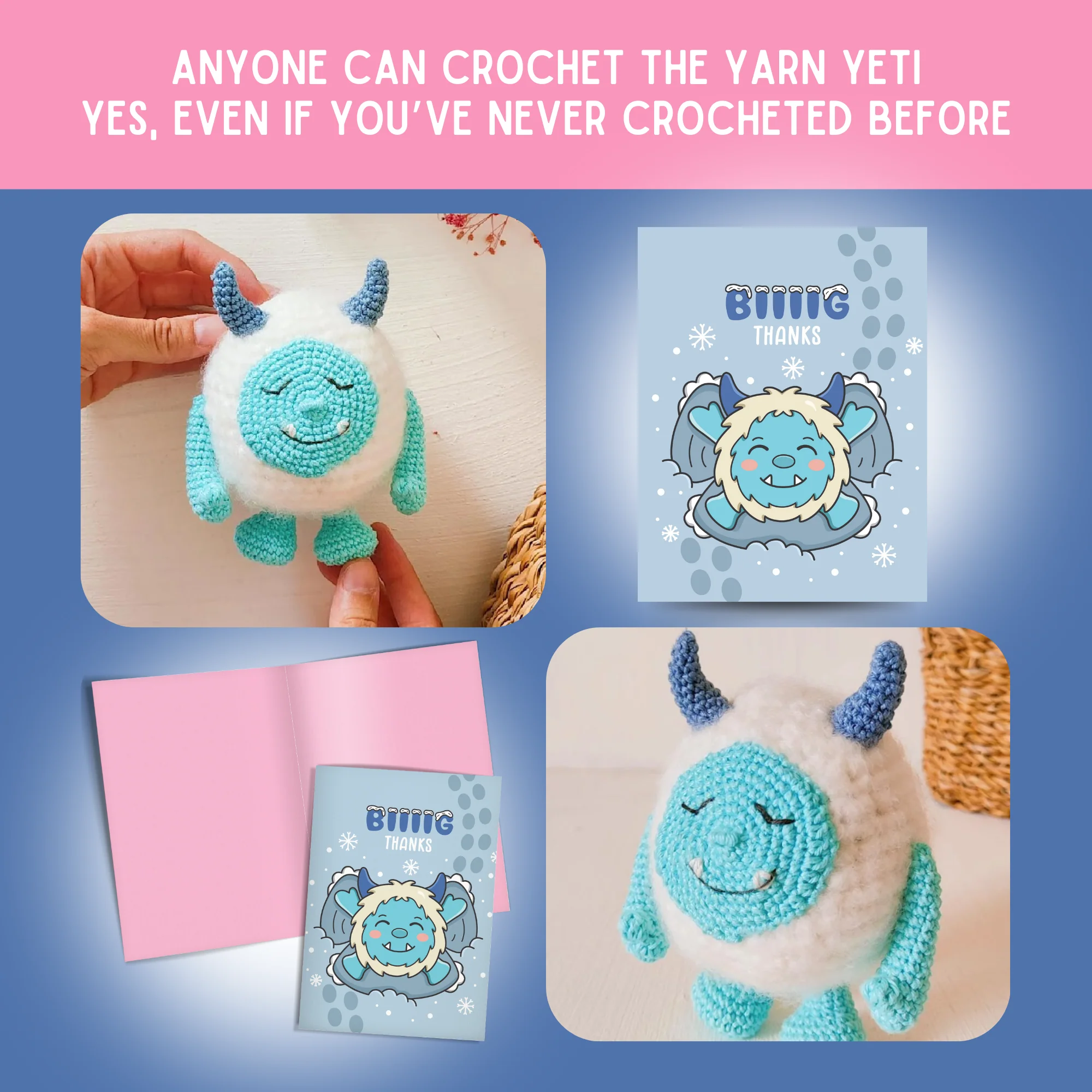 Yarn Yeti Crochet Pattern & Matching Card: "Big Thanks" - Image 5